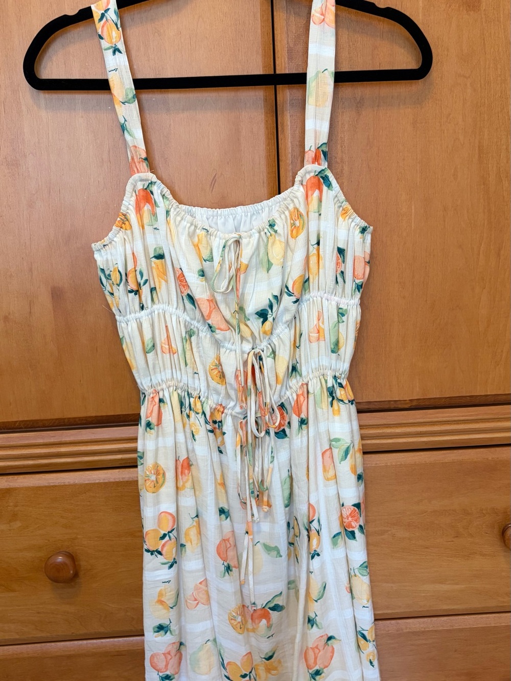 Abercrombie & Fitch Cream Sundress with Yellow & Green Citrus Print